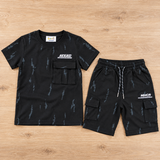 Kidsura Boys' 2-Piece Printed Cargo Shorts & T-Shirt Set | Urban Streetwear Co-Ord Outfit