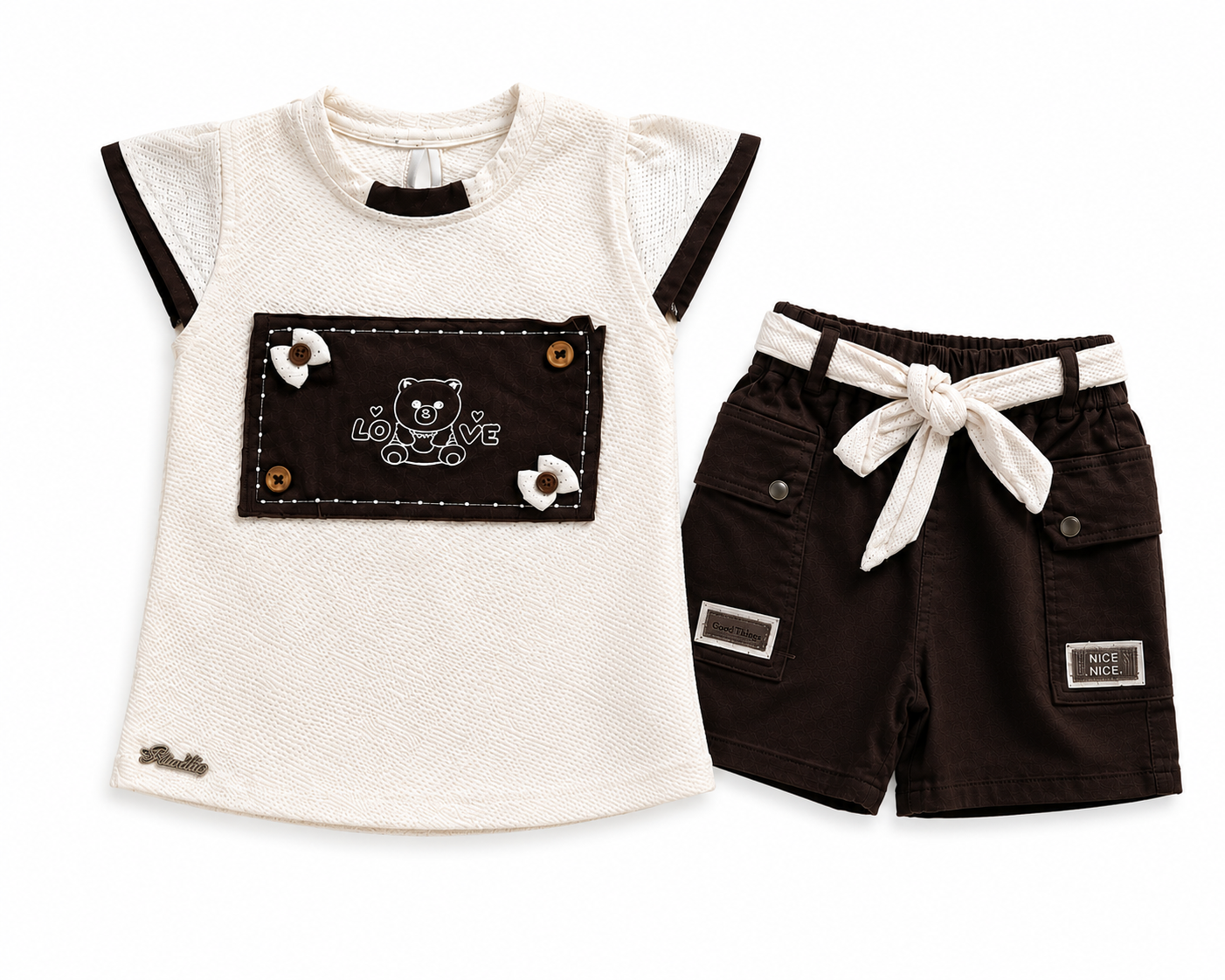 Kidsura Girls Textured Waffle Knit Co-ord Set