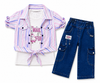 Kidsura Girls Pastel Stripe Denim Cargo Co-ord Set