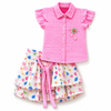 Kidsura Girls Pink Floral Skirt & Top Set