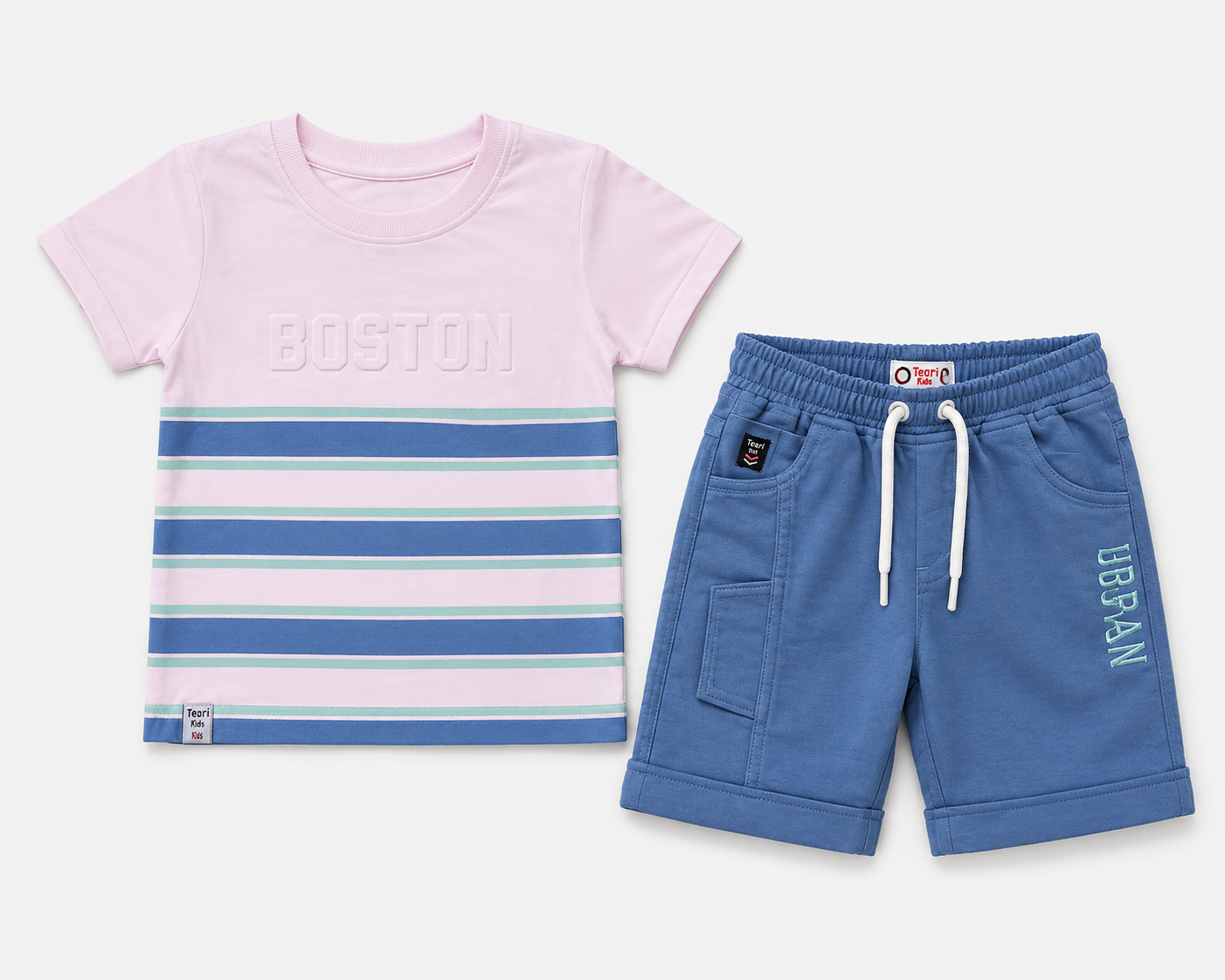 Kidsura Boys Boston Stripe Summer Co-ord Set