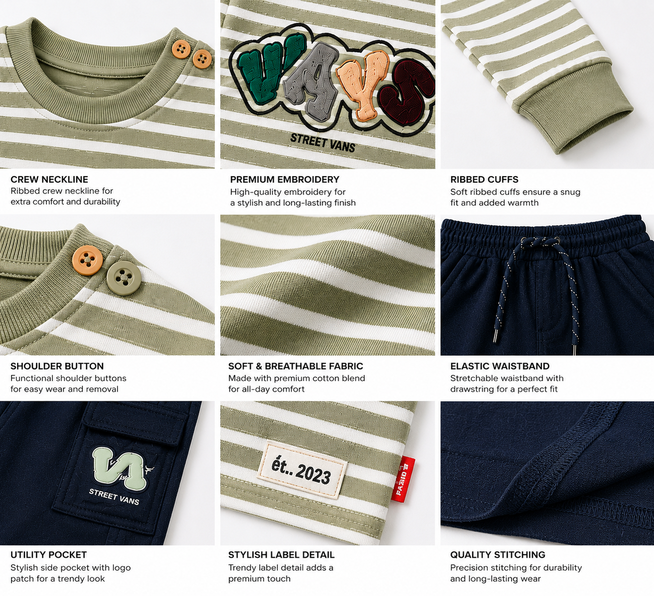 Kidsura Boys Varsity Stripe Co-ord Set