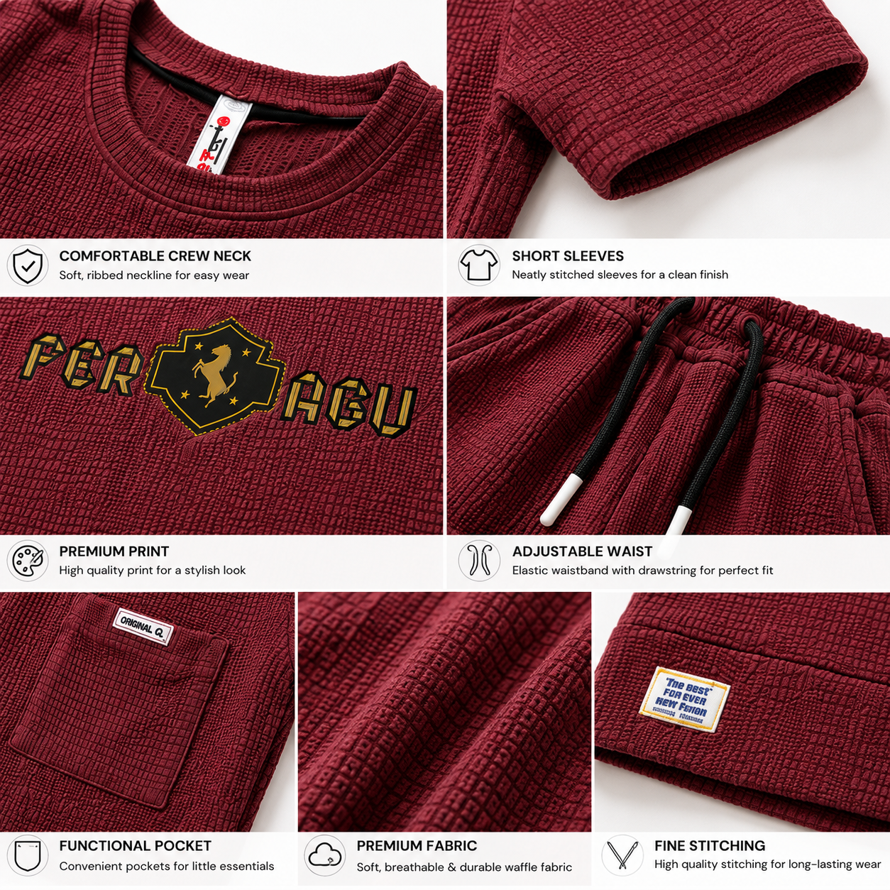 Kidsura Boys Regal Crest Textured Co-ord Set