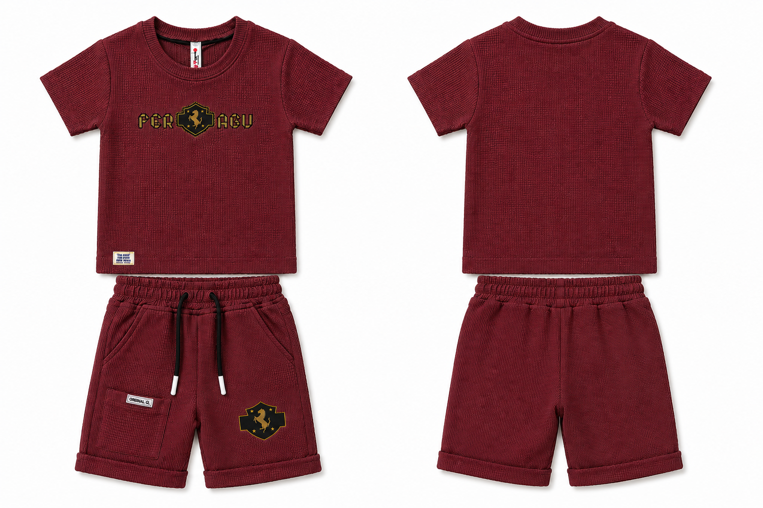 Kidsura Boys Regal Crest Textured Co-ord Set