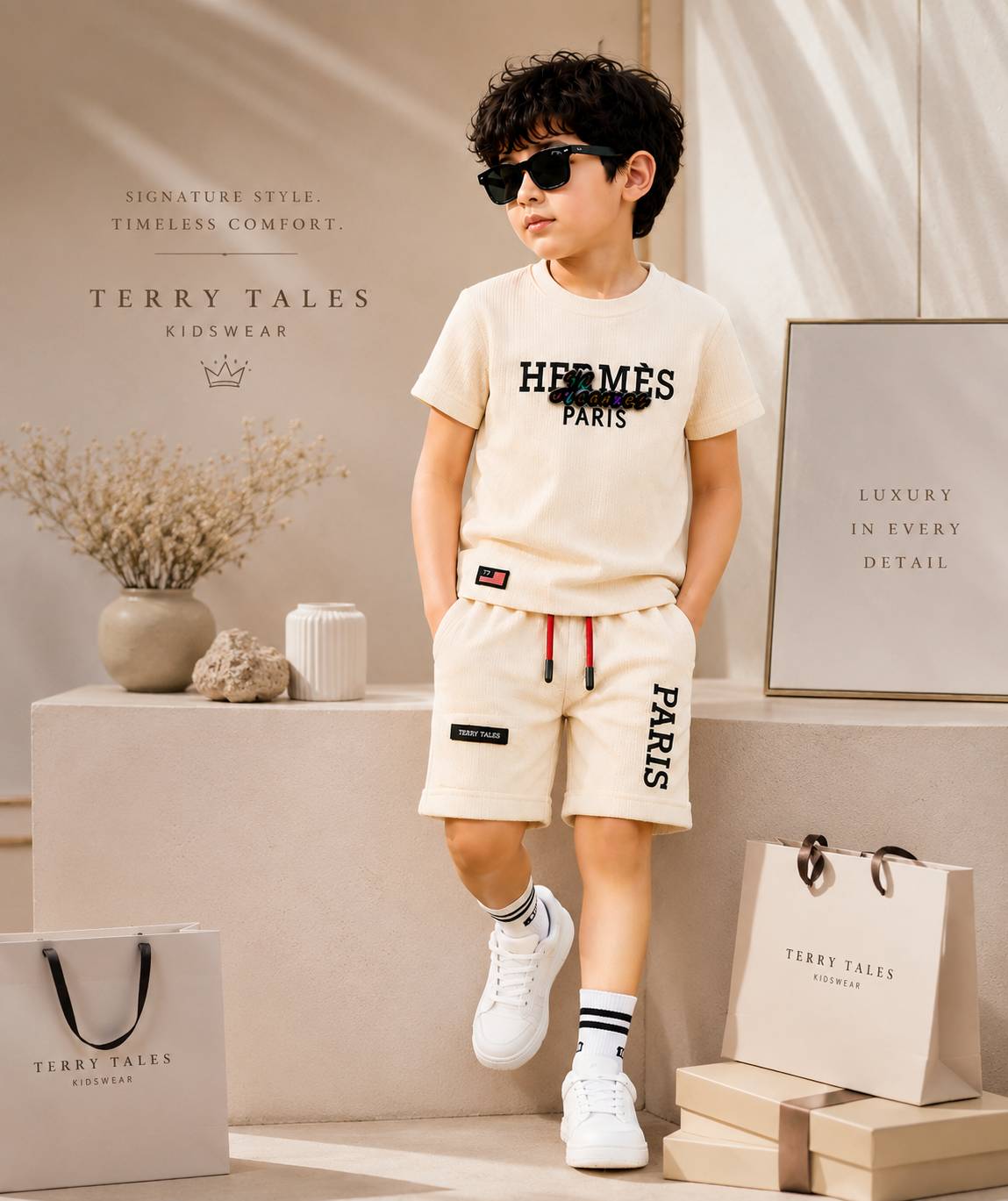Kidsura Boys Paris Textured Summer Co-ord Set