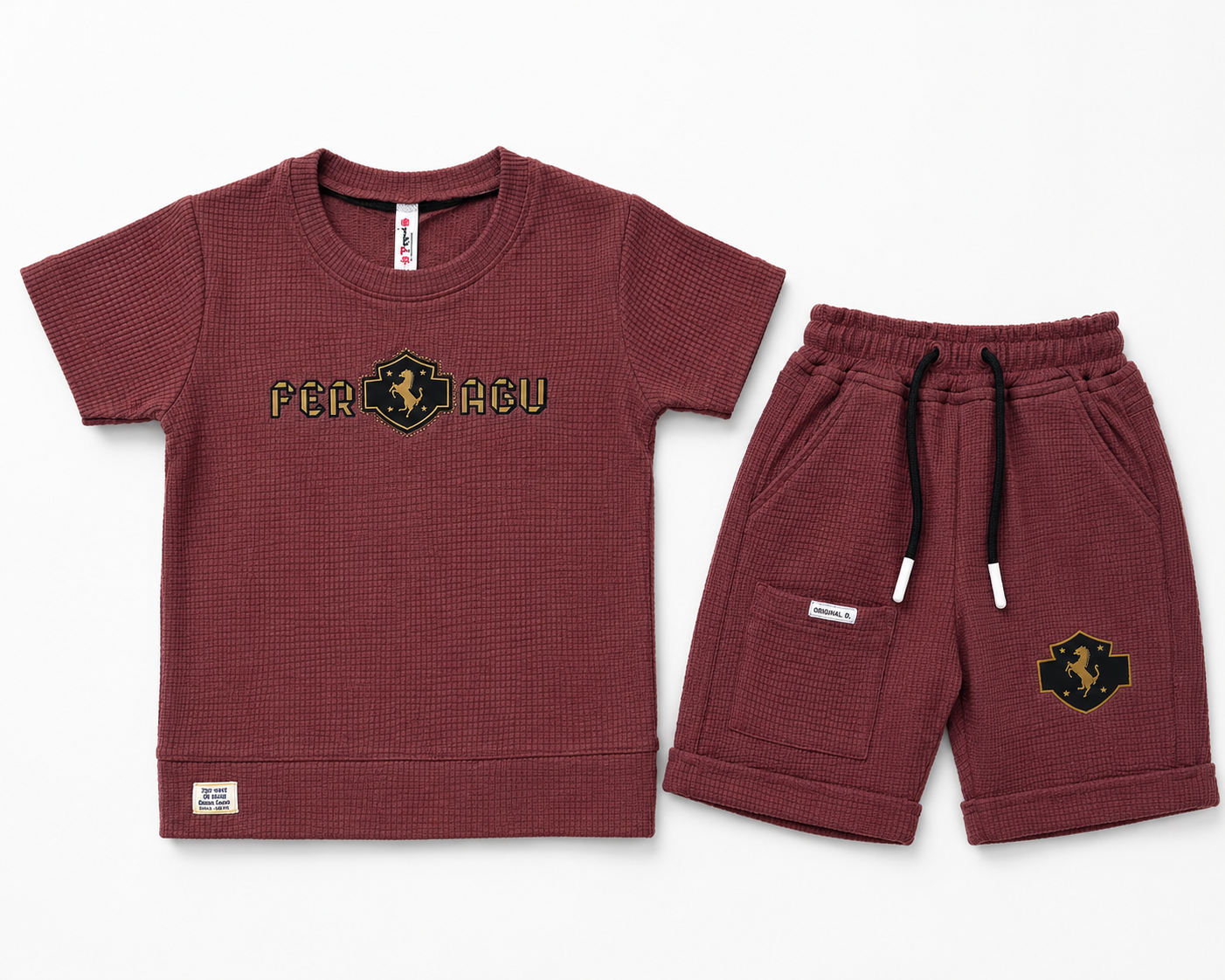 Kidsura Boys Regal Crest Textured Co-ord Set