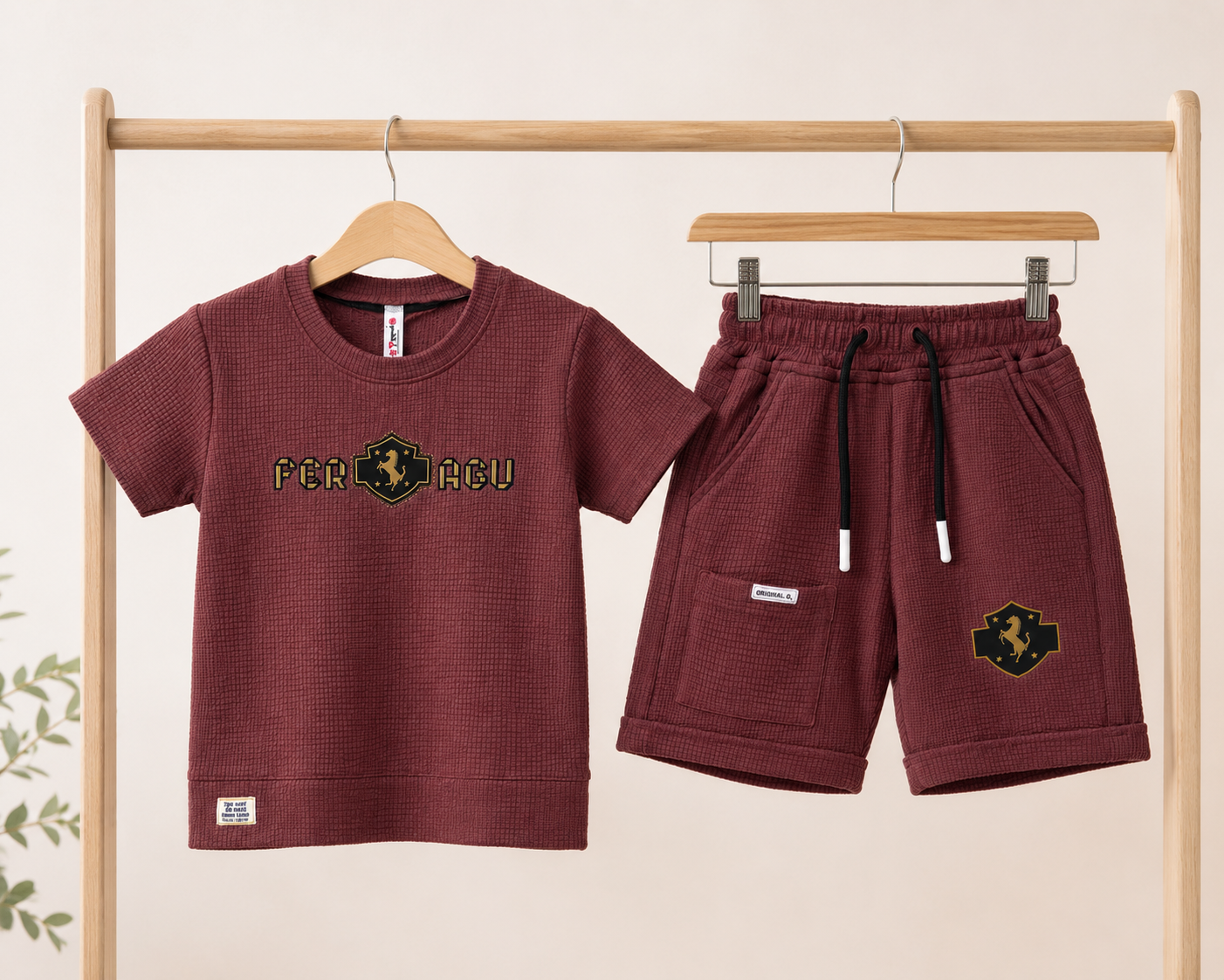 Kidsura Boys Regal Crest Textured Co-ord Set
