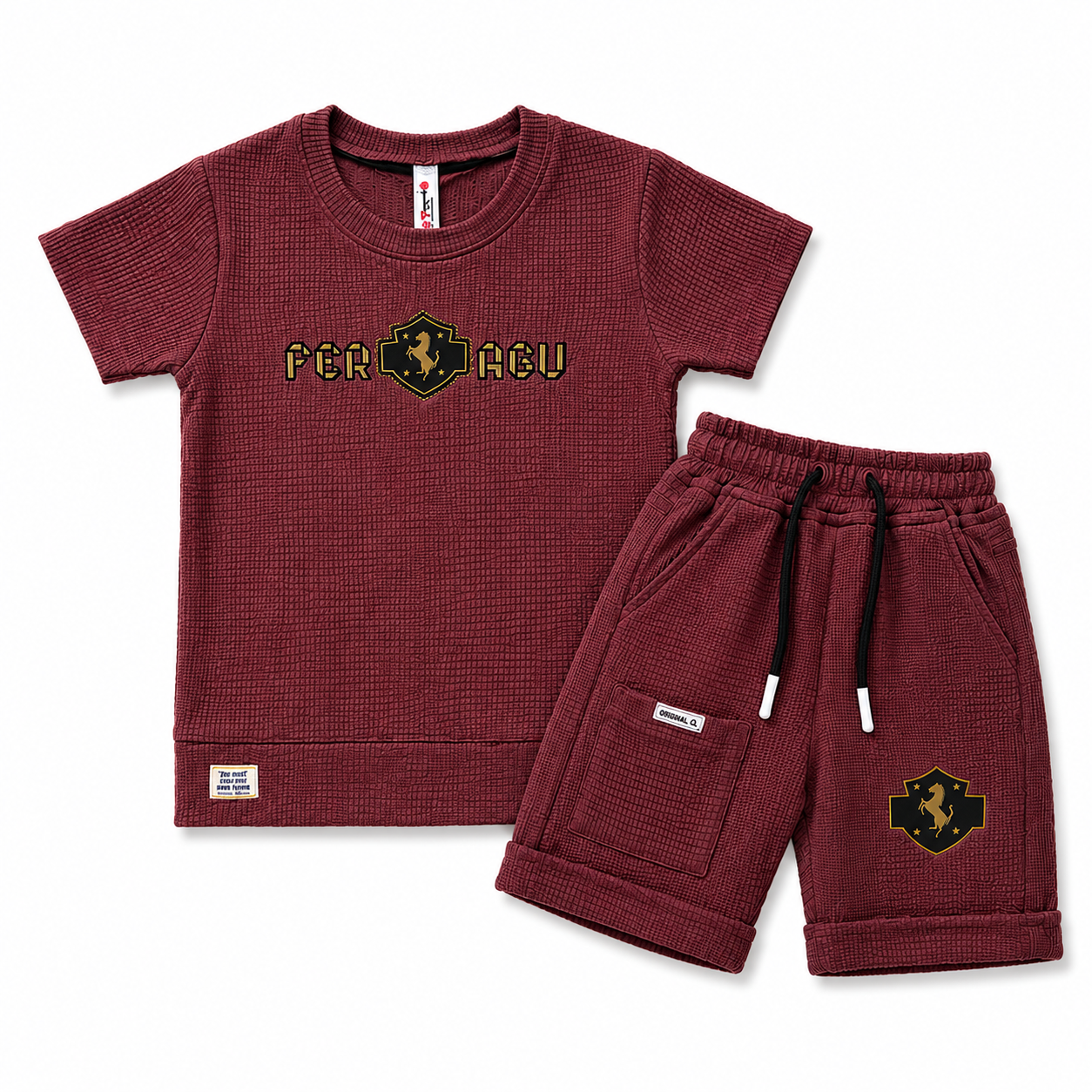 Kidsura Boys Regal Crest Textured Co-ord Set