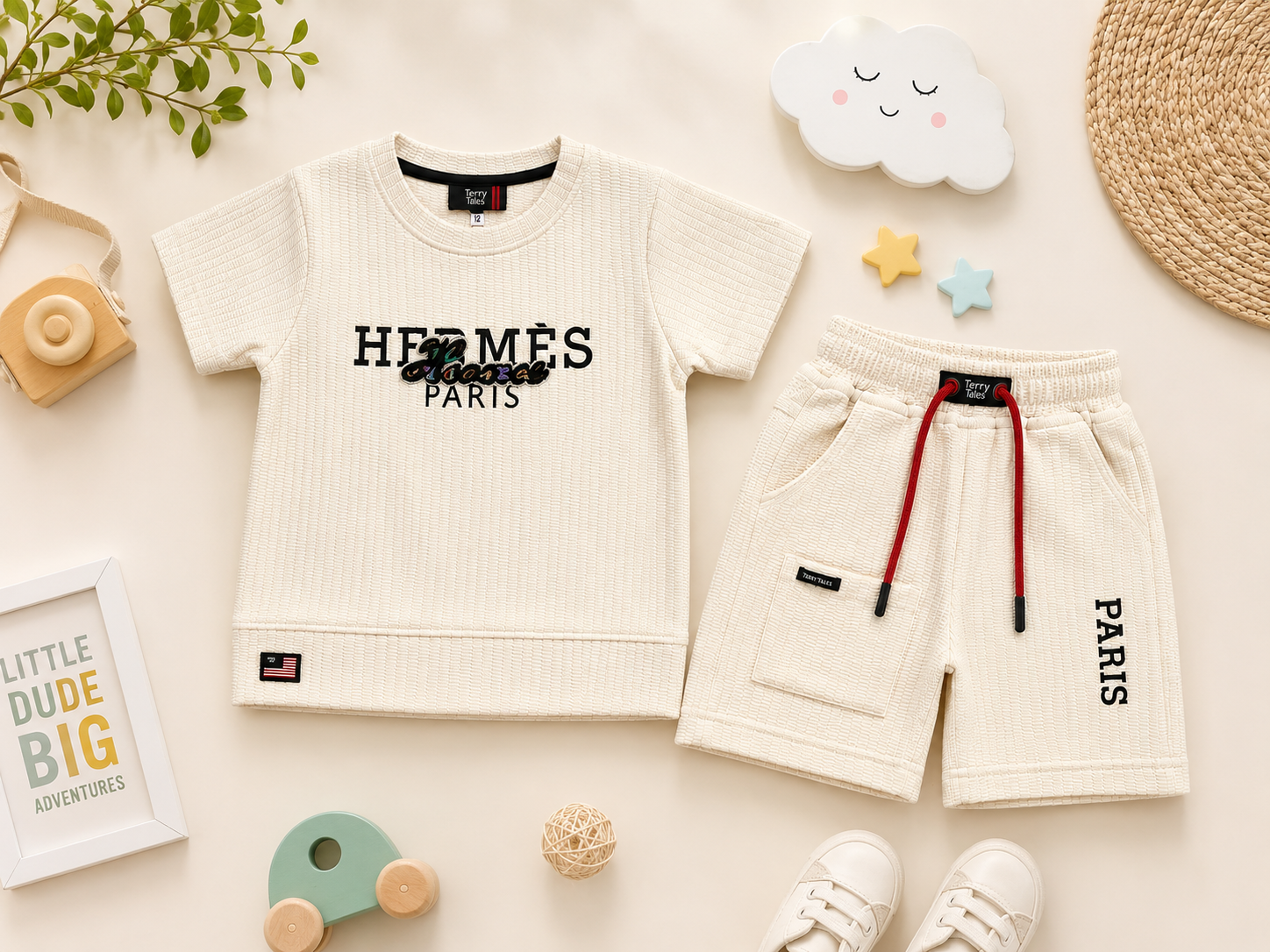 Kidsura Boys Paris Textured Summer Co-ord Set