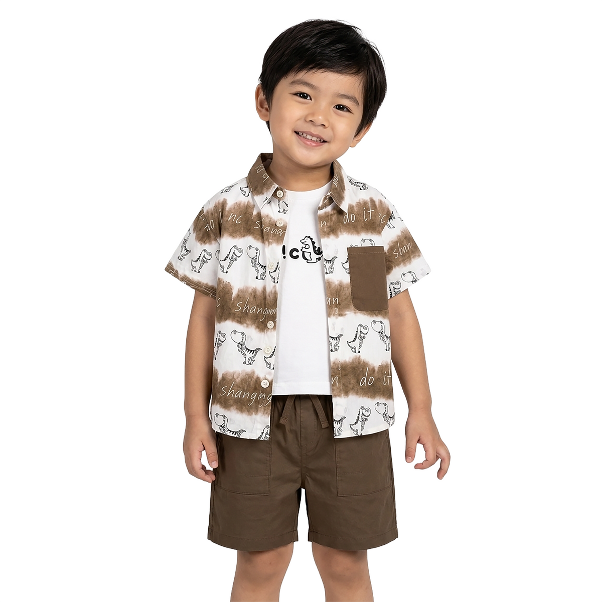 Kidsura Boys 3-Piece Summer Set: Button Shirt, Graphic Tee & Shorts