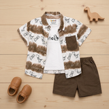 Kidsura Boys 3-Piece Summer Set: Button Shirt, Graphic Tee & Shorts