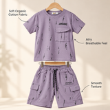 Kidsura Boys' 2-Piece Printed Cargo Shorts & T-Shirt Set | Urban Streetwear Co-Ord Outfit
