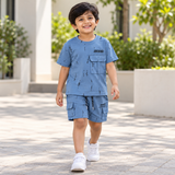 Kidsura Boys' 2-Piece Printed Cargo Shorts & T-Shirt Set | Urban Streetwear Co-Ord Outfit
