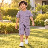 Kidsura Boys' 2-Piece Printed Cargo Shorts & T-Shirt Set | Urban Streetwear Co-Ord Outfit