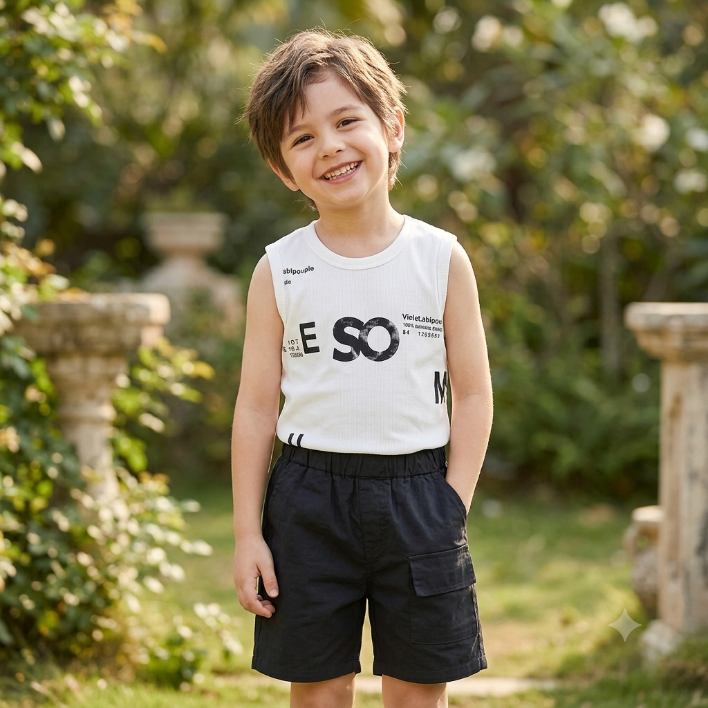 Kidsura Boys 3-Piece Urban Haze Outfit: Shirt, Tee & Shorts