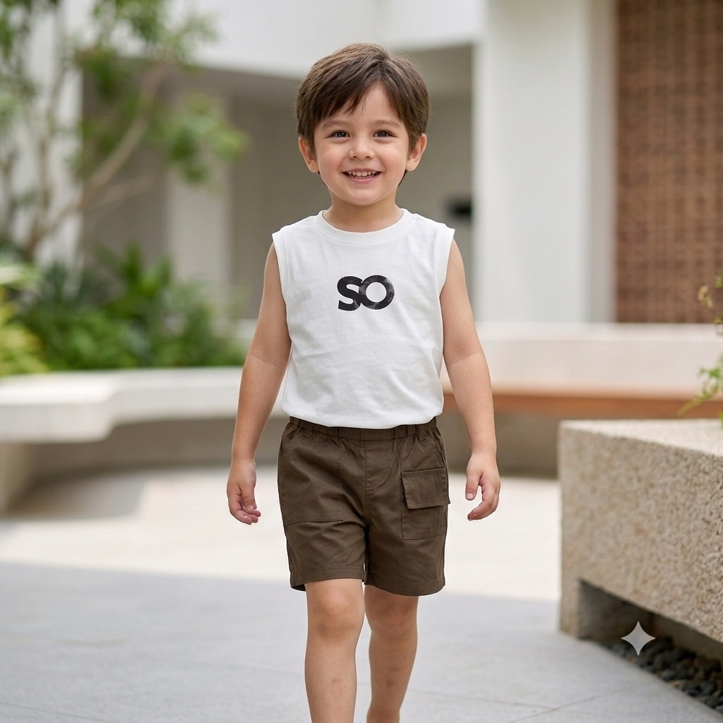Kidsura Boys 3-Piece Urban Haze Outfit: Shirt, Tee & Shorts