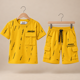 Kidsura Boys' 2-Piece Printed Cargo Shorts & T-Shirt Set | Urban Streetwear Co-Ord Outfit