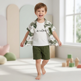 Kidsura Boys 3-Piece Summer Set: Button Shirt, Graphic Tee & Shorts