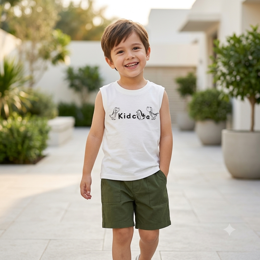 Kidsura Boys 3-Piece Summer Set: Button Shirt, Graphic Tee & Shorts