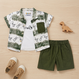 Kidsura Boys 3-Piece Summer Set: Button Shirt, Graphic Tee & Shorts