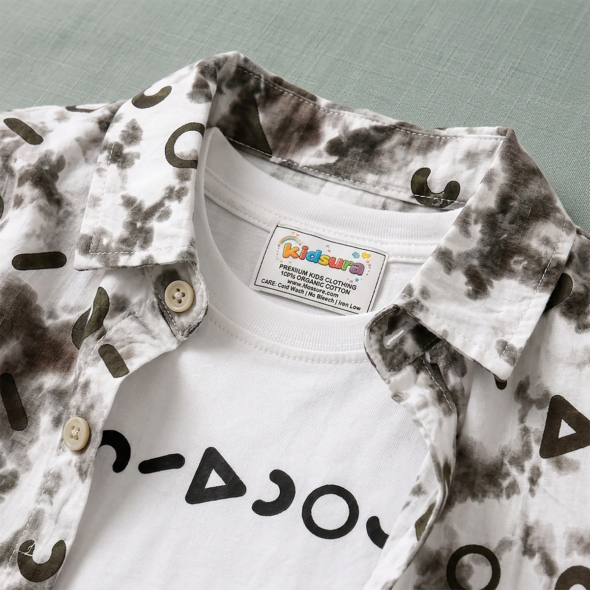 Kidsura Boys 3-Piece Outfit Set: Button Shirt, Graphic Tee & Shorts