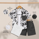 Kidsura Boys 3-Piece Outfit Set: Button Shirt, Graphic Tee & Shorts