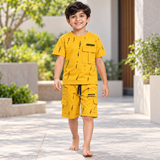 Kidsura Boys' 2-Piece Printed Cargo Shorts & T-Shirt Set | Urban Streetwear Co-Ord Outfit