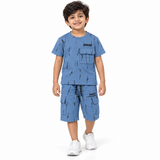 Kidsura Boys' 2-Piece Printed Cargo Shorts & T-Shirt Set | Urban Streetwear Co-Ord Outfit