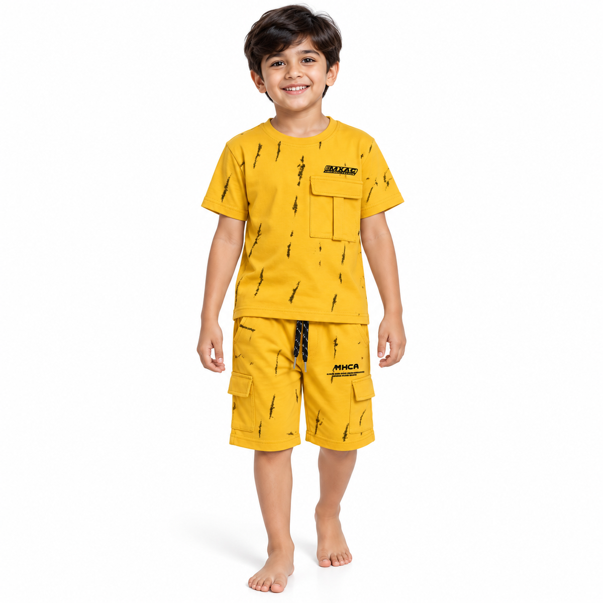 Kidsura Boys' 2-Piece Printed Cargo Shorts & T-Shirt Set | Urban Streetwear Co-Ord Outfit