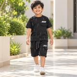 Kidsura Boys' 2-Piece Printed Cargo Shorts & T-Shirt Set | Urban Streetwear Co-Ord Outfit