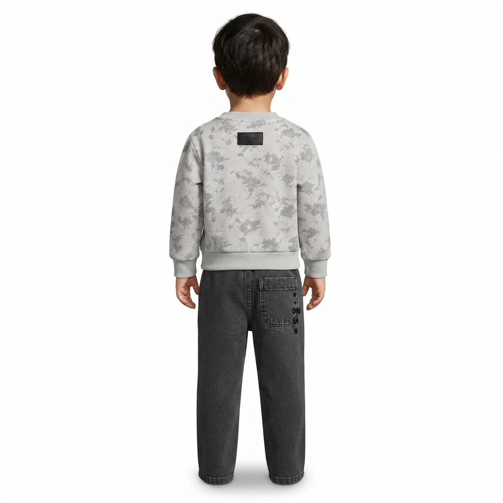 Kidsura Boys "Leisure" Tie-Dye Sweatshirt & Washed Denim Set (2-Piece)