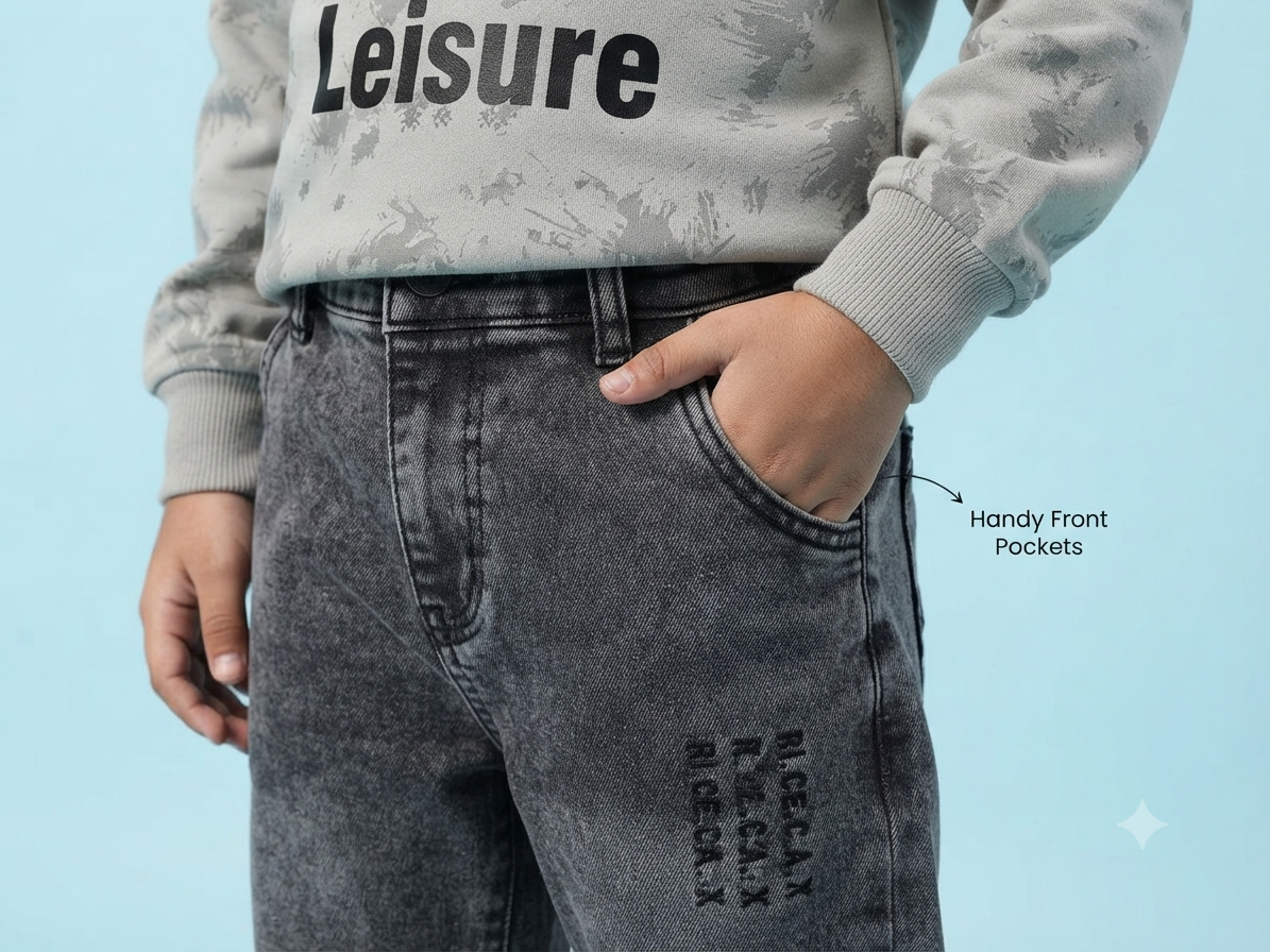 Kidsura Boys "Leisure" Tie-Dye Sweatshirt & Washed Denim Set (2-Piece)