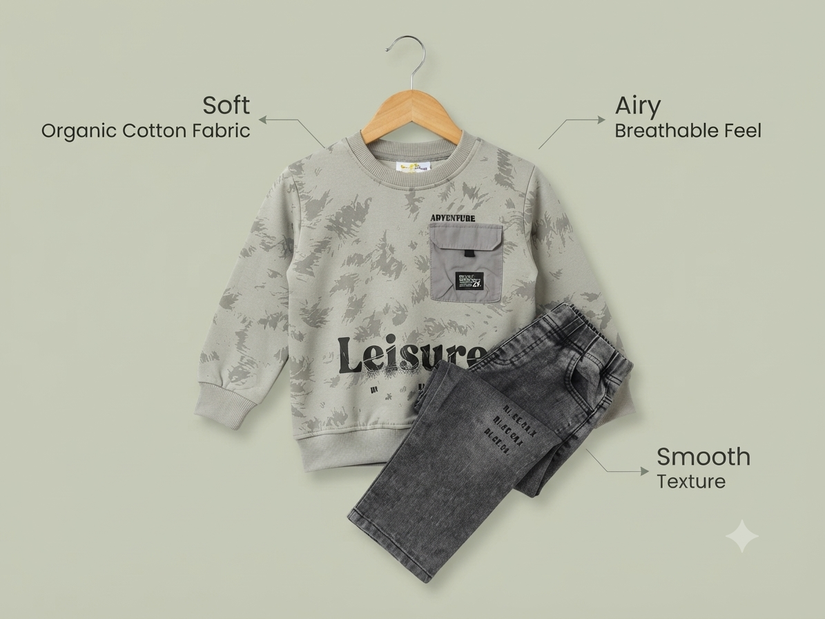 Kidsura Boys "Leisure" Tie-Dye Sweatshirt & Washed Denim Set (2-Piece)