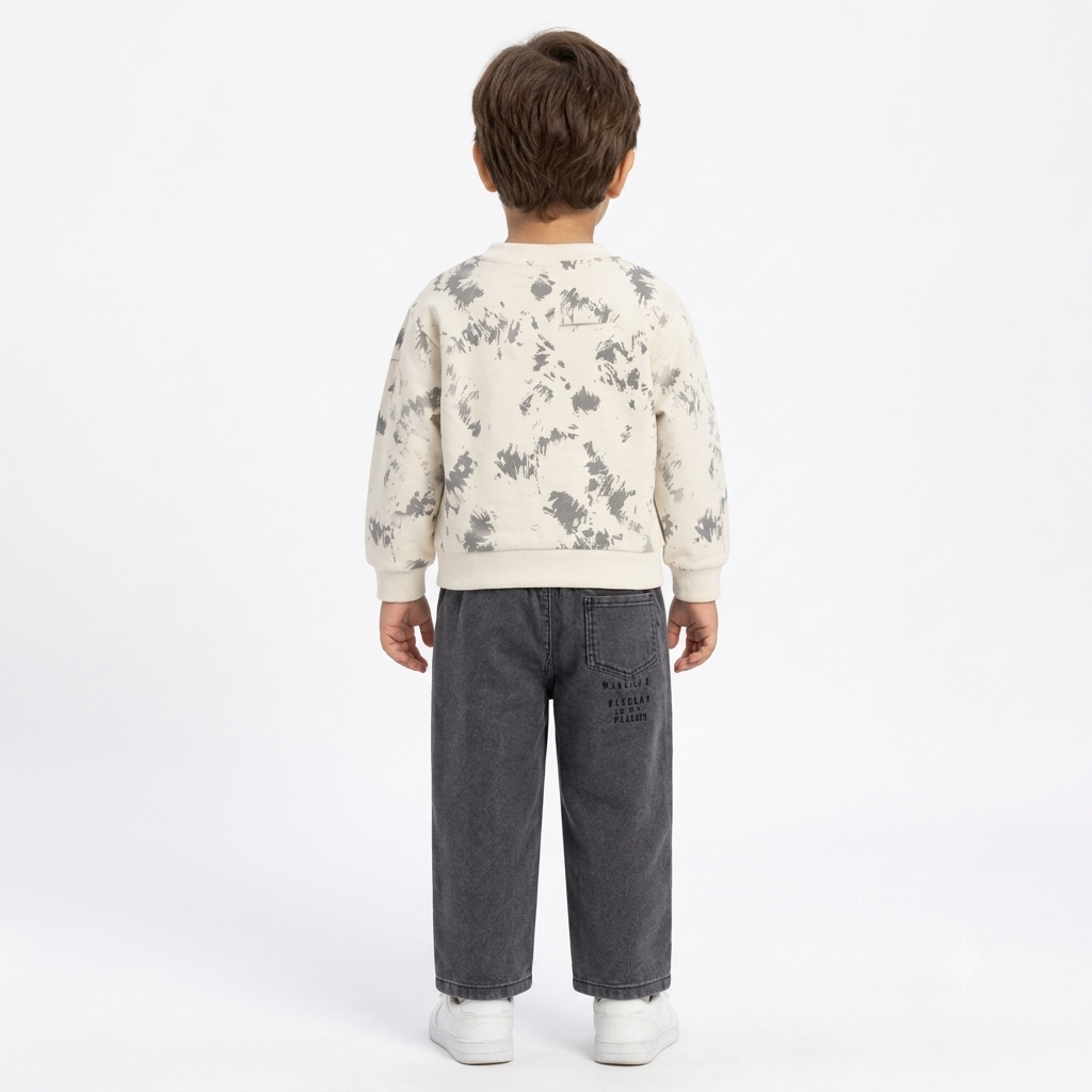 Kidsura Boys "Leisure" Tie-Dye Sweatshirt & Washed Denim Set (2-Piece)