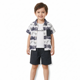 Kidsura Boys 3-Piece Summer Set: Button Shirt, Graphic Tee & Shorts