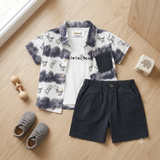 Kidsura Boys 3-Piece Summer Set: Button Shirt, Graphic Tee & Shorts