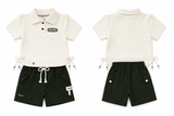 Kidusra Girls Textured Polo Top & Cargo Shorts Set