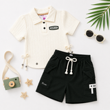 Kidusra Girls Textured Polo Top & Cargo Shorts Set