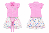 Kidsura Girls Pink Floral Skirt & Top Set