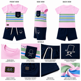 Boys Pink Stripe T-Shirt & Navy Shorts Set