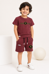 Kidsura Boys Regal Crest Textured Co-ord Set