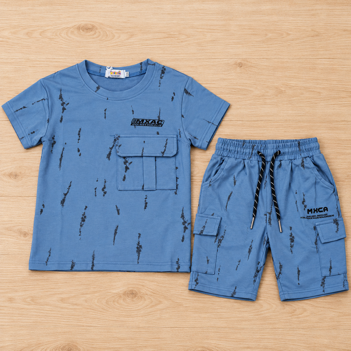 Kidsura Boys' 2-Piece Printed Cargo Shorts & T-Shirt Set | Urban Streetwear Co-Ord Outfit