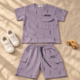 Kidsura Boys' 2-Piece Printed Cargo Shorts & T-Shirt Set | Urban Streetwear Co-Ord Outfit