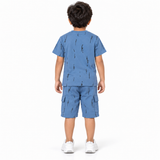 Kidsura Boys' 2-Piece Printed Cargo Shorts & T-Shirt Set | Urban Streetwear Co-Ord Outfit