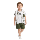 Kidsura Boys 3-Piece Urban Haze Outfit: Shirt, Tee & Shorts