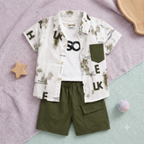 Kidsura Boys 3-Piece Urban Haze Outfit: Shirt, Tee & Shorts