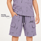 Kidsura Boys' 2-Piece Printed Cargo Shorts & T-Shirt Set | Urban Streetwear Co-Ord Outfit