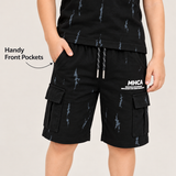 Kidsura Boys' 2-Piece Printed Cargo Shorts & T-Shirt Set | Urban Streetwear Co-Ord Outfit