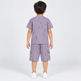 Kidsura Boys' 2-Piece Printed Cargo Shorts & T-Shirt Set | Urban Streetwear Co-Ord Outfit