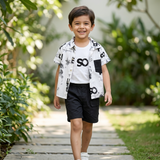 Kidsura Boys 3-Piece Urban Haze Outfit: Shirt, Tee & Shorts